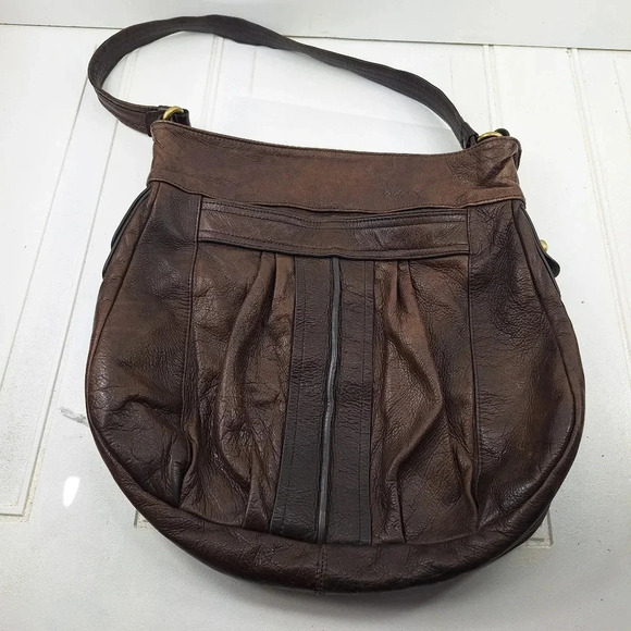 Sabina Handbags - Sabina New York Genuine Leather Shoulder Hobo Brown Big Carry Bag Tote.